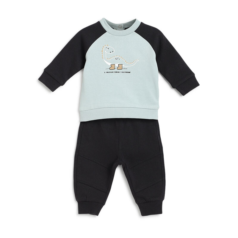 Boys Light Green Printed Sweatshirt with Trouser image number 0